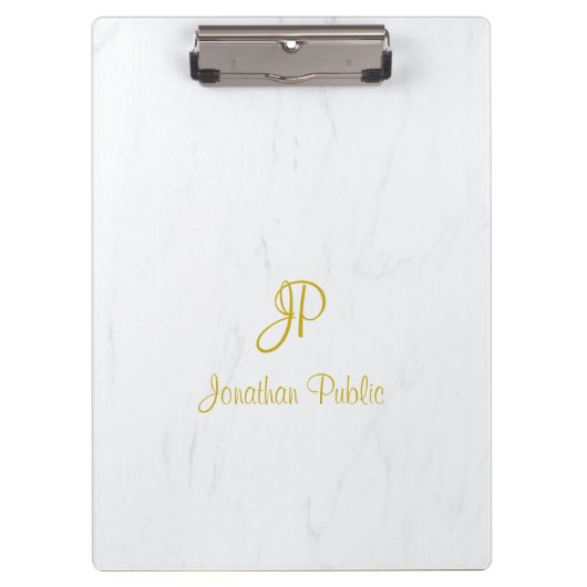 Porte-bloc Élégante écriture manuscrite de marbre Script or M (Devant)