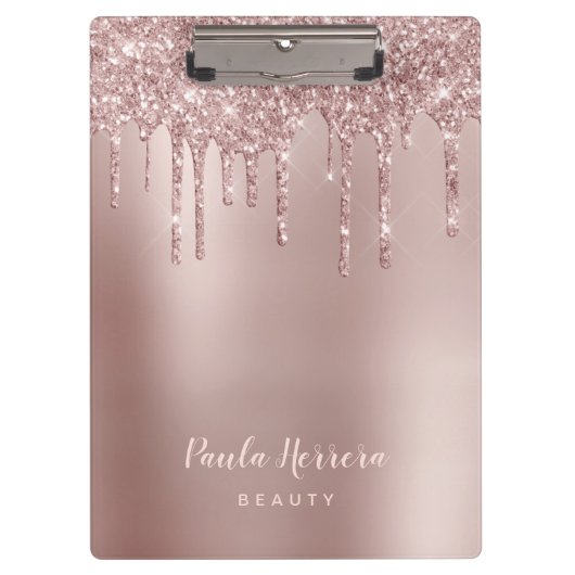 Porte-bloc Elégante parties scintillant en or rose en cuivre (Devant)