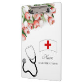 Porte-bloc Élégante Tulipe rose Floral & Stethoscope Infirmiè (Gauche)