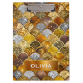 Porte-bloc Élégantes échelles de sirène en or (Devant)