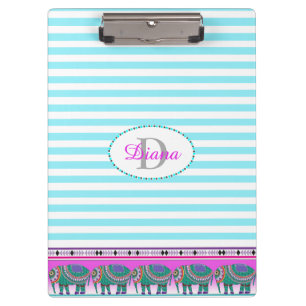 Porte-bloc Eléphant Orné Turquoise Stripped Personnalisé