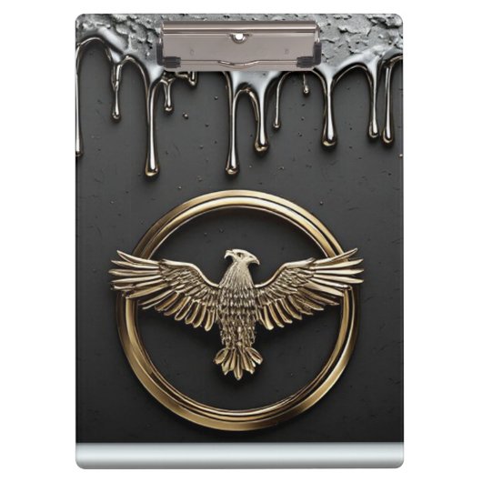 Porte-bloc Emblème d'aigle doré aux ailes déployées (Devant)
