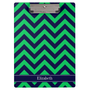 Porte-bloc Emerald Navy LG Chevron Navy Blue Name monogram