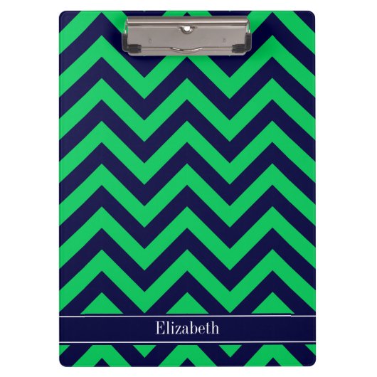 Porte-bloc Emerald Navy LG Chevron Navy Blue Name monogram (Devant)