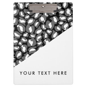 Porte-bloc Empreinte de léopard Black White Gold Votre texte 
