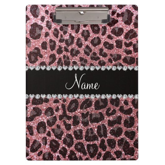 Porte-bloc Empreinte de léopard d'parties scintillant rose cl (Devant)