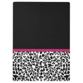 Porte-bloc Empreinte de léopard en ruban rose foncé avec nom (Dos)