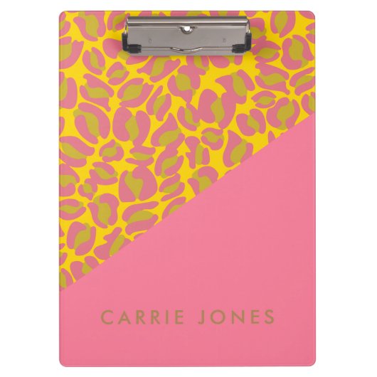 Porte-bloc Empreinte de léopard Pink Yellow Gold Business Élé (Devant)