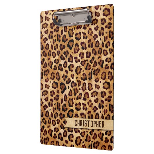 Porte-bloc Empreinte de léopard Rustic Texture Nom de l'ajout (Gauche)