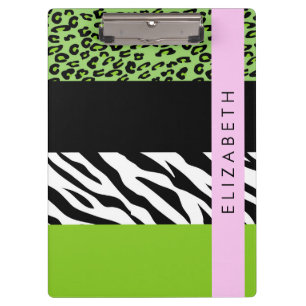 Porte-bloc Empreinte de léopard, Zebra Print, Vert, Votre nom