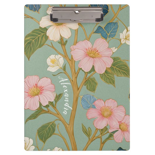 Porte-bloc En fleurs : Branche pastel avec fleurs roses (Devant)