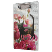 Porte-bloc Endormez-vous pour rêver Chat noir Fleurs roses ch (Gauche)