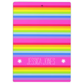Porte-bloc Enfants arc-en-ciel rayures rose nom complet porte (Dos)