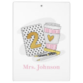 Porte-bloc Enseignant de 2e année blanc Carnet préppie café (Dos)