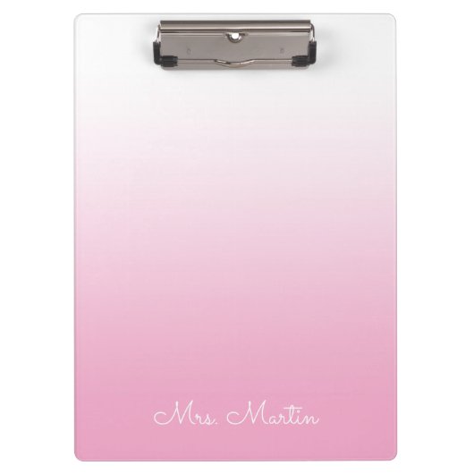 Porte-bloc Enseignant personnalisé de couleur rose clair (Devant)