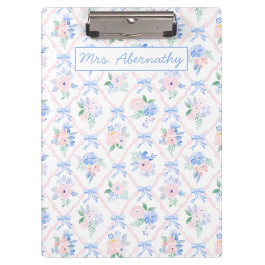 Porte-bloc Enseignant Personnalisé Floral Ribbon Bows (Devant)