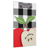 Porte-bloc Enseignant Pomme Blanc Buffalo Plaid Nom Monogramm (Swatch)