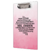 Porte-bloc Enseignant Word Cloud Pink Ombre (Gauche)
