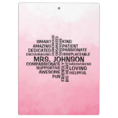Porte-bloc Enseignant Word Cloud Pink Ombre (Dos)