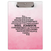 Porte-bloc Enseignant Word Cloud Pink Ombre (Devant)