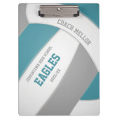 Porte-bloc entraîneur de volley-ball turquoise gris (Devant)