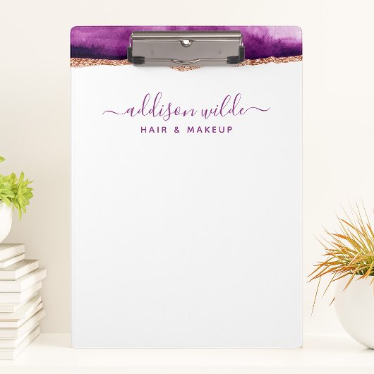 Porte-bloc Entreprise Abstrait Aquarelle Violet et Or