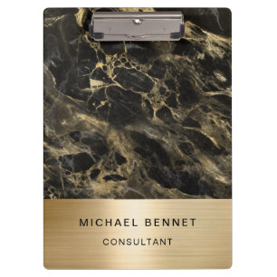 Porte-bloc Entreprise de consultant en marbre noir métallisé