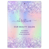 Porte-bloc Entreprise holographique rose violet (Dos)