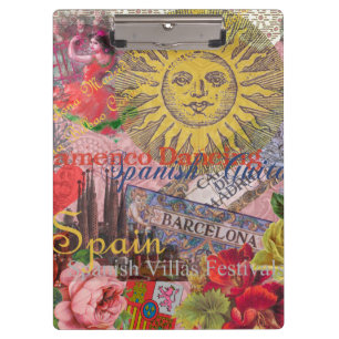Porte-bloc Espagne Vintage Soleil Voyage Collage Rétro Europe