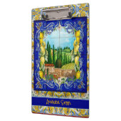 Porte-bloc été italien Majolica bleu tuiles citrus monogramme (Gauche)