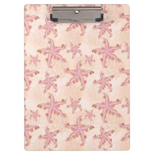 Porte-bloc Étoiles de mer et motif pastel rose corail