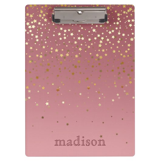 Porte-bloc Étoiles scintillantes sur fond rose doré (Devant)