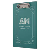 Porte-bloc Étui Moderne Alexandrite Sarcelle Monogramme Géomé (Gauche)