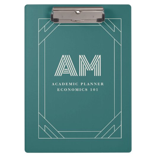 Porte-bloc Étui Moderne Alexandrite Sarcelle Monogramme Géomé (Devant)