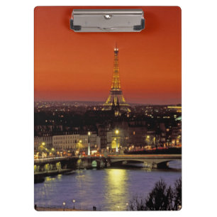 Porte-bloc Europe, France, Paris. Vue au coucher du soleil de