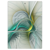 Porte-bloc Évolution fractale, Art Abstrait Turquoise d'or (Dos)