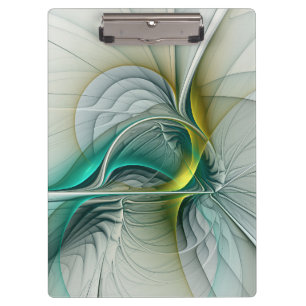 Porte-bloc Évolution fractale, Art Abstrait Turquoise d'or
