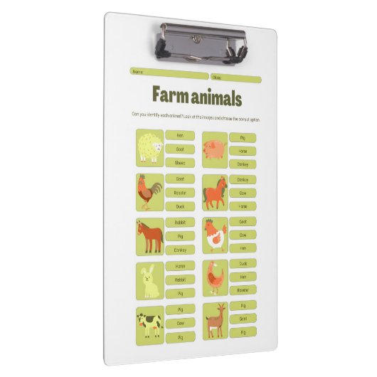 Porte-bloc Farm Animals Identification Educational Worksheet (Swatch)