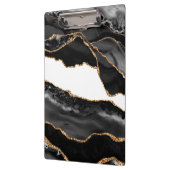 Porte-bloc Fausse Agate Marbrée Pierre Noire Luxueuse Or (Gauche)