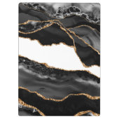 Porte-bloc Fausse Agate Marbrée Pierre Noire Luxueuse Or (Dos)