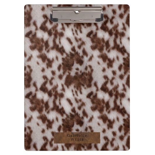Porte-bloc Faux Cowhide & Poster de animal en cuir Brown (Devant)