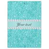 Porte-bloc Faux Séquences Turquoises et diamants (Dos)