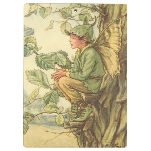 Porte-bloc Fée d'orme ailée assise dans un arbre (Dos)