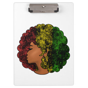 Porte-bloc Femme noire rasta afro rouge jaune vert