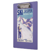 Porte-bloc Femme posant l'affiche ouverte de pentes (Gauche)