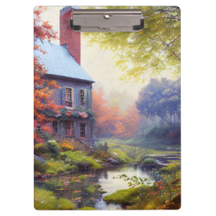 Porte-bloc Ferme/cours d'eau/bois/peinture