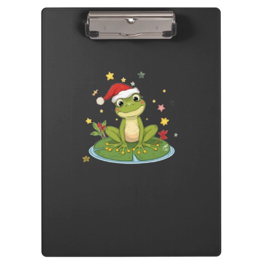 Porte-bloc Festive Frog Joy - Cute Christmas Frog on Lily Pad (Devant)