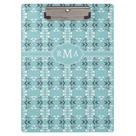 Porte-bloc Festive Royal Botanical Robin's Egg Blue Monogram (Devant)