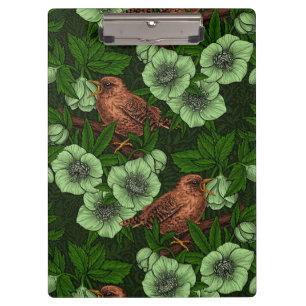 Porte-bloc Feu et hellebore sur vert foncé