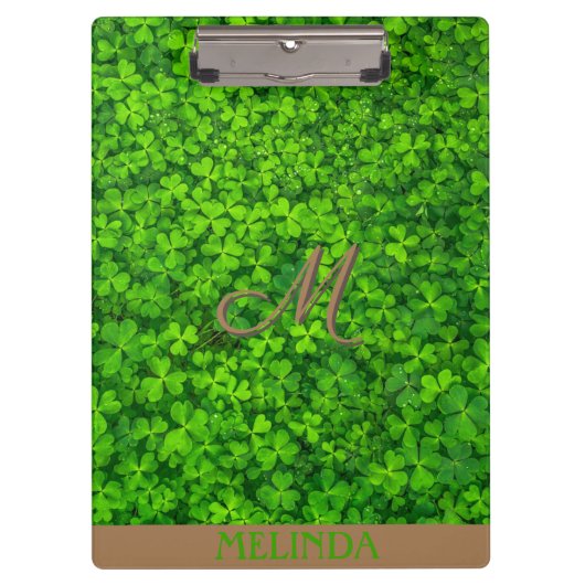 Porte-bloc Feuille verte avec monogramme (Devant)